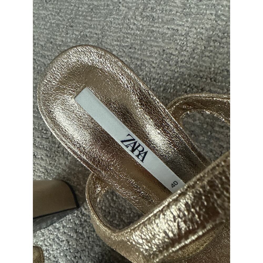 Zara‎ gold platform heeled sandal women’s size 40 9.5-10 - Picture 3 of 8
